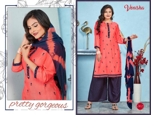 Venisha Kashaf 2-Rayon-Kurti-With-Bottom-And-Dupatta